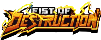Logo de la machine à sous Fist of Destruction avec combattants de rue en pixel art